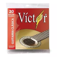 Cuerdas Guitarra Acústica 6 Piezas Nylon Negro Víctor 20 