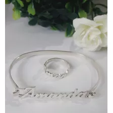 Delicada Esclava+anillo En Plata Con Nombre. Envio Gratis 