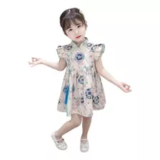 Vestido Infantil Algodão Flor Sakura Com Pingente - Verde 