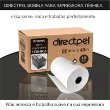 Directpel Bobina Térmica 80x40 Para Impressora 10 Rolos Cor Branco