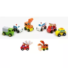 Mini Vehiculos Autos X 6 Juego Didáctico Autitos De Madera