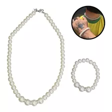 Colar Pérola Masculino Gargantilha + Pulseira Hype Ajustável