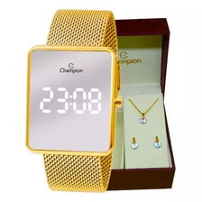 Relógio Feminino Champion Original Dourado Espelhado 