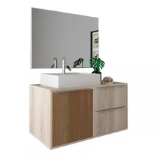 Mueble Para Baño - Con Bacha - Gran Espejo - Milenio - Modelo Euro - Color Nude