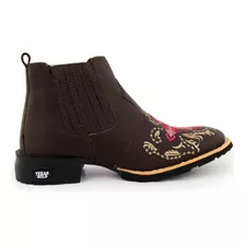 Bota Country Cano Curto Bico Quadrado Estilosa Bone Cinto