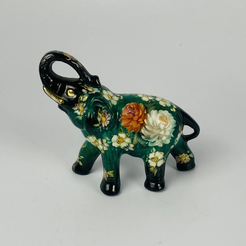 Elefantes Decorativos E Porta Vela Cerâmica Vintage. Bege 4