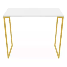 Escrivaninha Executiva Office Industrial Dourado E Branco