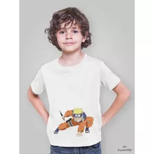 Camiseta Anime Naruto Adulto Infantil Menino E Menina Branca