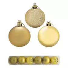 Bola Mista Enfeite Natal 8cm Dourada Com 6 Unidades Magizi Cor Dourado