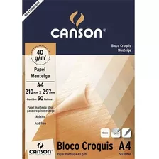 Bloco Croquis Papel Manteiga A4 40g Canson Desenhos 