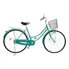 Bicicleta Mujer Dama De Paseo Lumax Rodado 26 Canasto Y Luz Color Verde