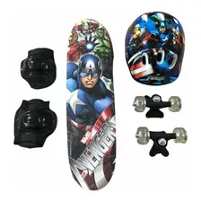 Skate Infantil Vingadores Capacete E Joalheira 12x Sem Juros