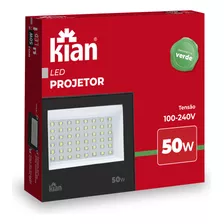 Projetor Refletor Led 50w Luz Verde Bivolt Kian