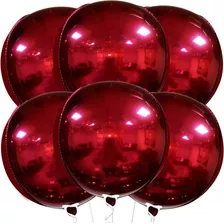 6 Globos Orbz 22pLG Esferas 4d Rojo Granada Aire O Helio