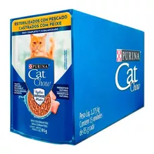 Caixa 15un Ração Úmida Cat Chow Gatos Castrados Peixe 85g