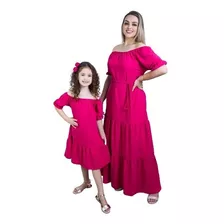  Kit 2 Vestidos Ciganinho Longo Tal Mae Tal Filha Infantil