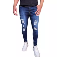 Calça Jeans Masculina Rasgada Justa Estica Muito Premium