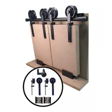 Kit Porta Dupla Roldana Aparente Preto Tubular - 2m