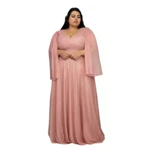 Vestido Madrinha Manga P A Plus Size Evangélico Mãe Noivo Rg