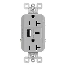 Legrand Tr20usbac6gry 20a Cargador De Pared Doble Usb H...