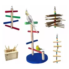 Brinquedos Para Calopsita Kit Playground Balanço Poleiros