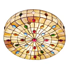 Tiffany Style Vintage Stained Glass Flush Mount Ceiling Ttb