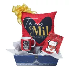 Kit De Amor Almofada E Caneca Cesta De Presente Romântico Cor Kitbasico2