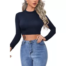 Cropped Feminino Manga Longa Moda Instagram Inverno Até Gg 