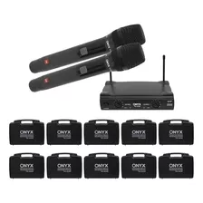 Kit 10 Microfones Sem Fio Duplo Tk U220 Uhf Onyx Cor Preto