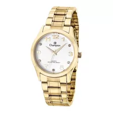 Relógio De Pulso Champion Cn29070 Com Corpo Dourado, Analógico, Para Feminino, Fundo Branco, Com Correia De Aço Inoxidável Cor Dourado, Agulhas Cor Dourado E Branco, Subdials De Cor Dourado, Bisel C