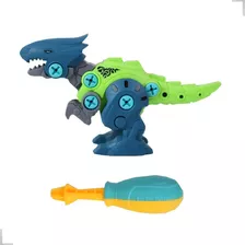 Brinquedo Infantil Dinossauro Monta Desmonta Robo Educativo Cor Azul, Verde E Cinza
