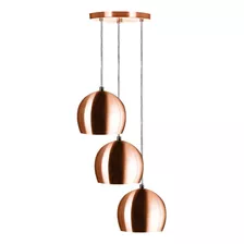 Lustre Pendente Aluminio Bola Triplo 15cm Cores Metalicas Cor New Cobre