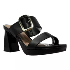 Sandalia De Tacon Negra Zapatos Mujer Beira Rio 8489101