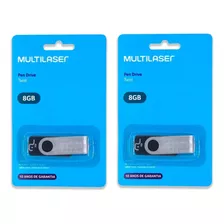 Kit 2 Pen Drive 8gb Multilaser Pd587 Usb 2.0 Original Nfe 