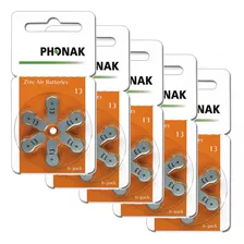 Pilha Auditiva 13 Phonak Bateria Pr48 Kit 30 Unidades