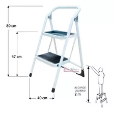 Escalera Acero Plegable 3 Peldaños 47x40 Cms /dec Haus