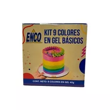 Kit 9 Colores En Gel Básicos Para Repostería Enco 