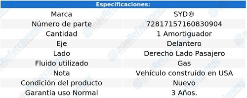 Amortiguador Gas Delantero Derecho Focus De 2014 A 2018 Syd Foto 2