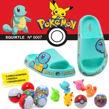 Kit Chinelo Infantil Slide Nuvem Pokemon Pokebola Lançamento