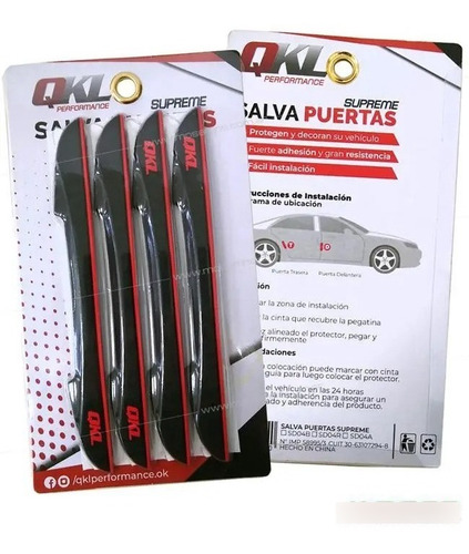 Protector Salva Puertas Auto Qkl Supreme Negro/rojo Adhesivo