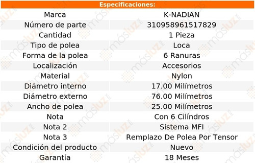 Polea 6 Ranuras Nylon Saturn Ls2 V6 3.0l 00 K-nadian Foto 3