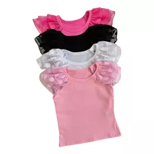 Blusa Infantil Manga Tule Princesa Blogueirinha