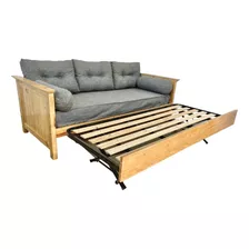 Diván Cama Ame + 3 Almohadones Lino + Funda + Carro Levadizo