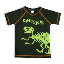 Camiseta Praia Infantil Dino Verde Militar Tip Top