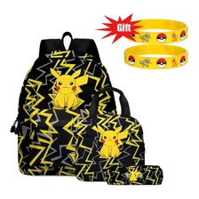 Mochila Escolar Pokémon Pikachu, Bolsa Para Lápices, 3 Pieza