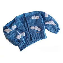 Cardigan Aesthetic Tejido Crochet Flores 3d Nubes Frutillas