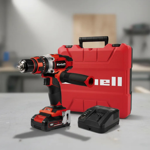 Kit Einhell: Taladro Percutor Inalámbrico Rojo + Caja Maletín 35x33x12 Cm + Cargador Y Batería 18v 2.5ah