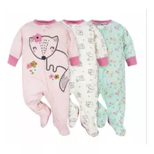 Pijama Bebe Niña En Algodon Set X 3 Marca Gerber