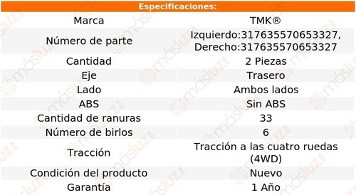 2- Mazas Traseras Sin Abs Montero 3.8l V6 2003/2006 Tmk Foto 2