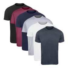 Kit 5 Camisas Básicas Masculinas 100% Algodão Várias Cores